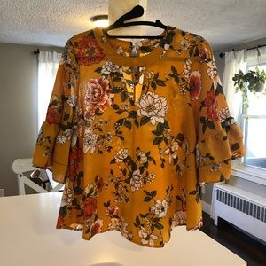 Yellow floral blouse